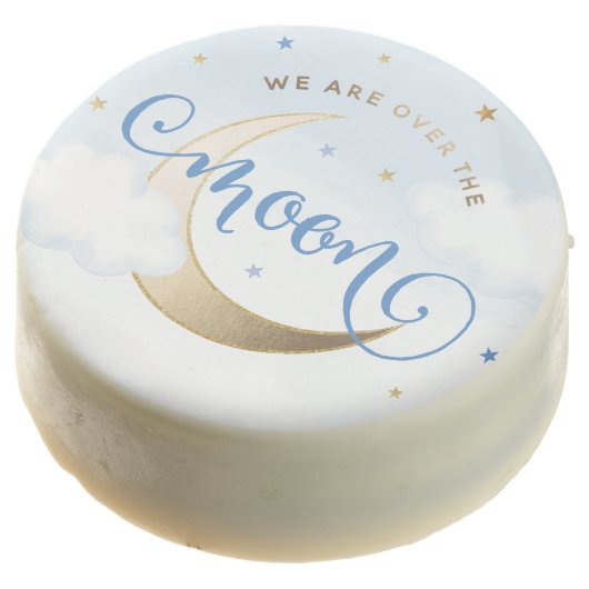 Blue Over the Moon Baby Shower Dipped Oreos (Angled)