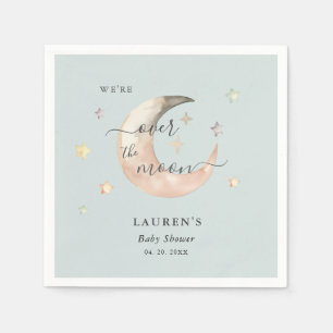Blue Over The Moon Boho Celestial Baby shower Napkins