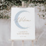 Blue Over the Moon Boy Baby Shower Welcome Sign