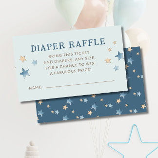 Blue Over the Moon Diaper Raffle Enclosure Card