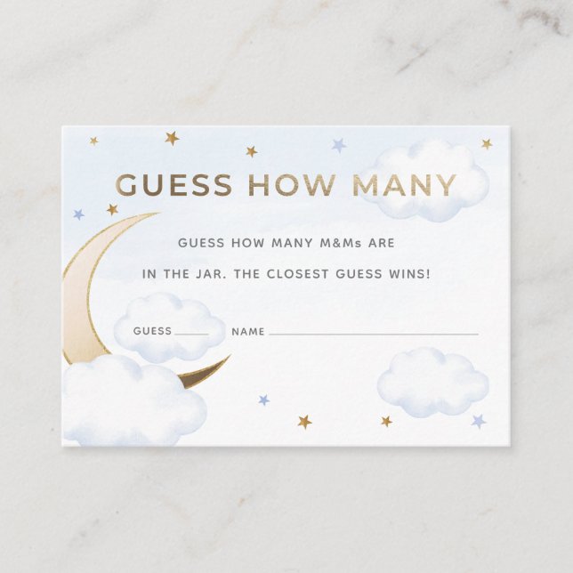 Blue Over the Moon Guess How Many Candies Card (Front)