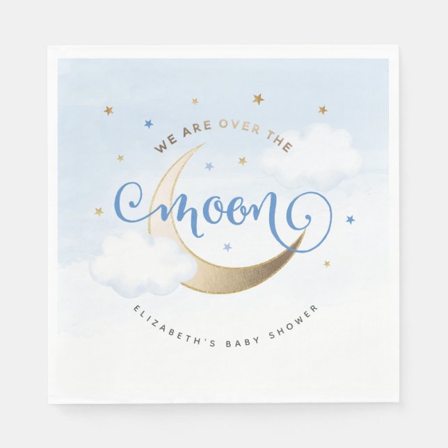 Blue Over the Moon Paper Napkins (Front)