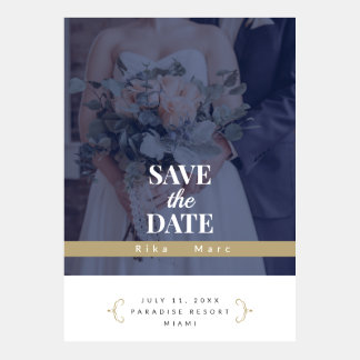 Blue Overlay with Gold Detail Save the Date Invitation