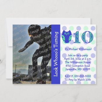 Blue Owl 10th Birthday Party Photo Invitations by Joyful_Expressions at Zazzle