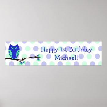 Blue Owl 1st Birthday Personalized Sign by Joyful_Expressions at Zazzle