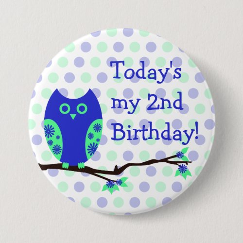 Blue Owl 2nd Birthday Button