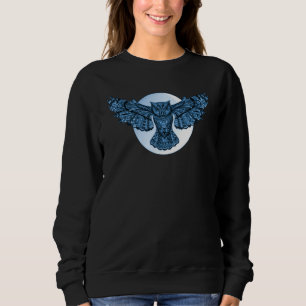 Blue Owl And Full Moon Design For Owl Lovers Owl T Sweatshirt