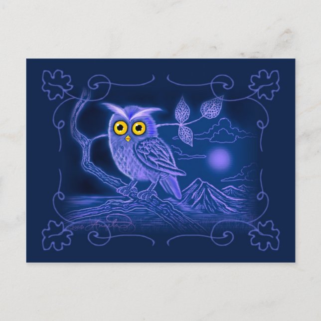 Blue Owl Art Postcard (Front)