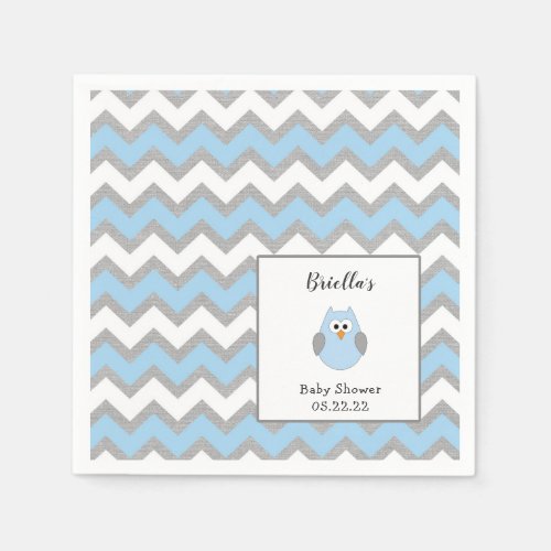 Blue Owl baby shower decor or 1st birthday party Napkins