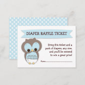 Blue Owl Baby Shower Diaper Raffle Ticket Insert (Front/Back)