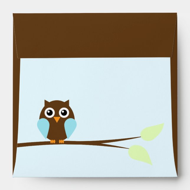 Blue Owl Baby Shower Envelopes (Back (Top Flap))