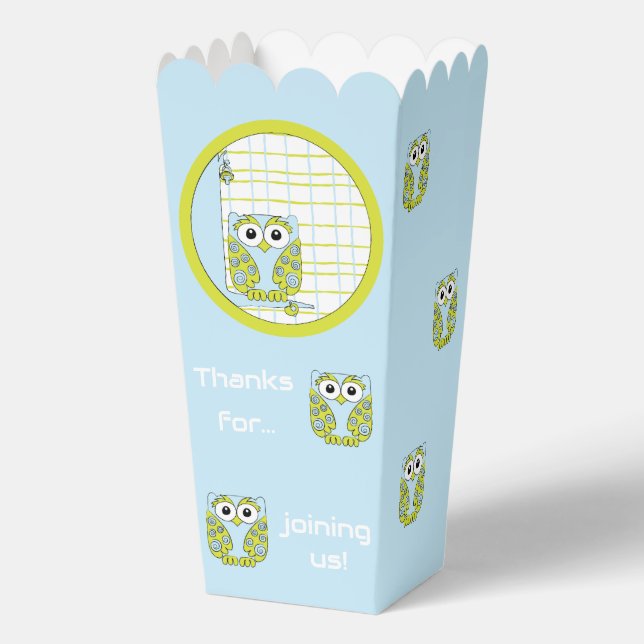 Blue Owl Baby Shower Favor Boxes (Front)