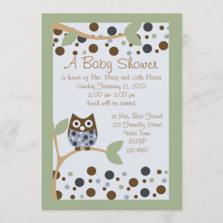 Blue Owl Baby Shower Invitation