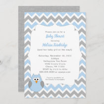 Blue Owl Baby Shower Invitation, boy baby sprinkle Invitation