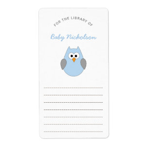 Blue Owl baby shower library bookplates