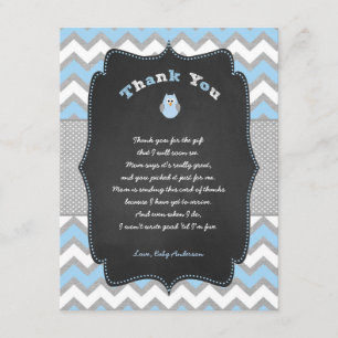 Blue Owl baby shower thank you note with poem Card