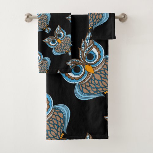 Blue Owl Bath Towel Set