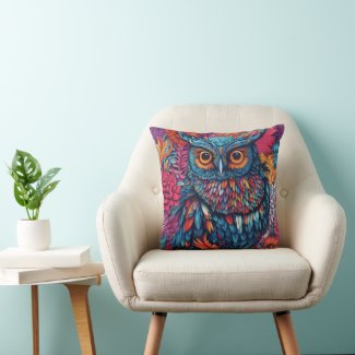 Blue Owl Bird Art 