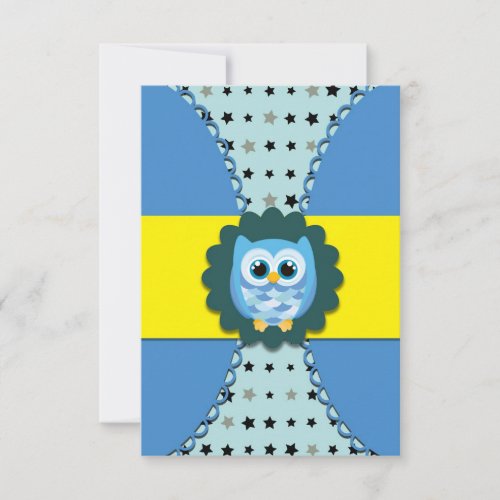 Blue Owl Birthday Invitation for Kids