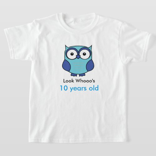 Blue Owl Birthday with Age Personalized T_Shirt