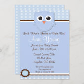 Blue Owl Boy Baby Shower Personalized Invitation (Front/Back)