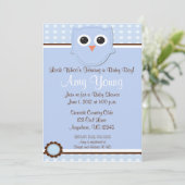 Blue Owl Boy Baby Shower Personalized Invitation (Standing Front)