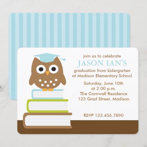 Blue Owl Graduation Party Invitations