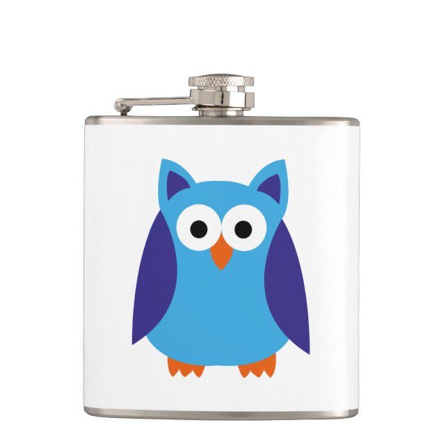 Blue owl cartoon flask (Front)
