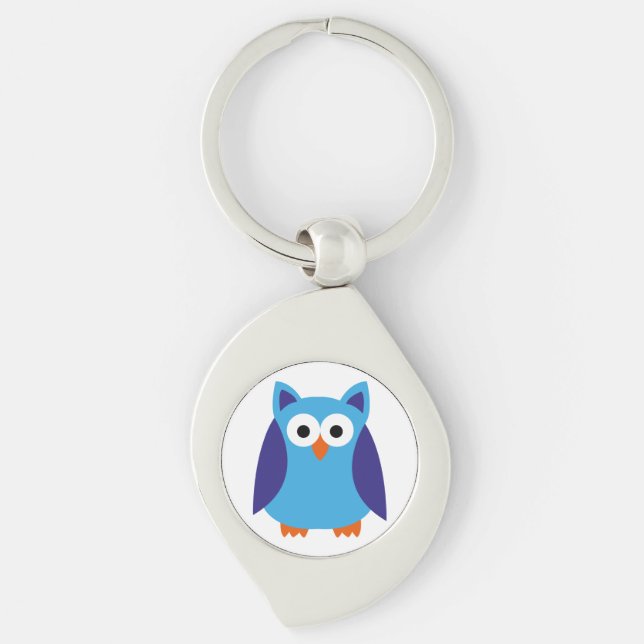 Blue owl cartoon keychain (Front)