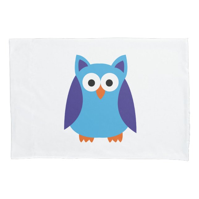 Blue owl cartoon pillow case (Front)