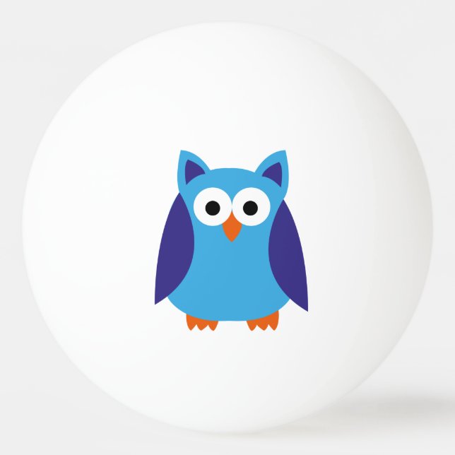 Blue owl cartoon Ping-Pong ball (Back)