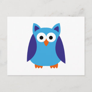 Blue owl cartoon postcard