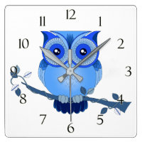 Blue Owl Clock with Numbers