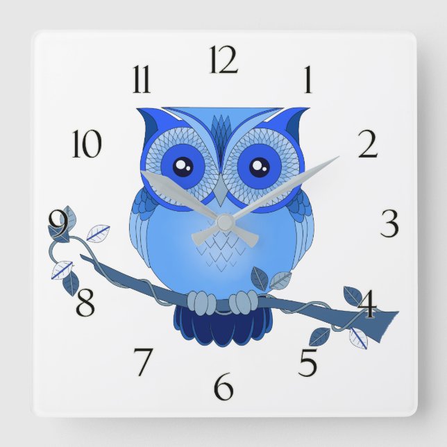 Blue Owl Clock with Numbers (Front)