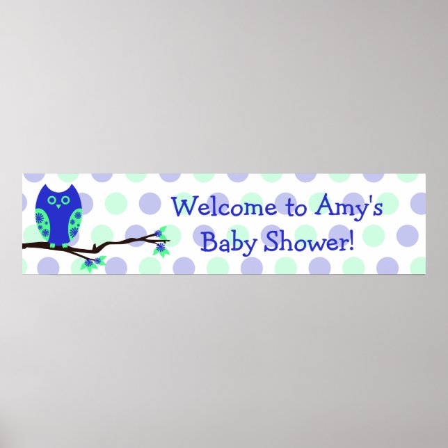 Blue Owl Custom Baby Shower Sign (Front)