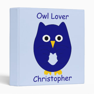 Blue Owl Design Any Colour Background Personalised 3 Ring Binder
