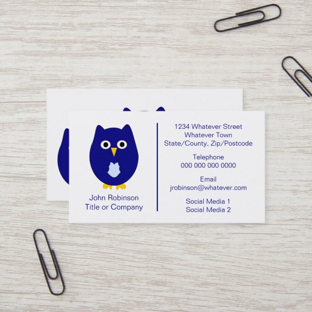 Blue Owl Design Business Card (Front/Back In Situ)