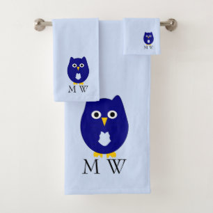 Blue Owl Design Monogrammed Bath Towel Set