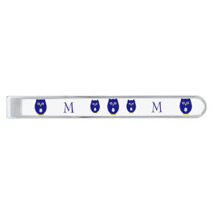 Blue Owl Design Monogrammed Silver Finish Tie Bar