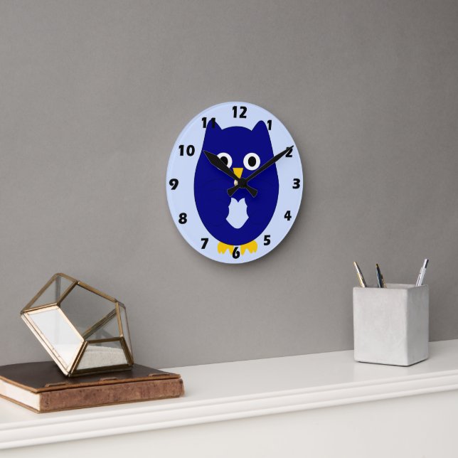 Blue Owl Design Round Clock (Office)