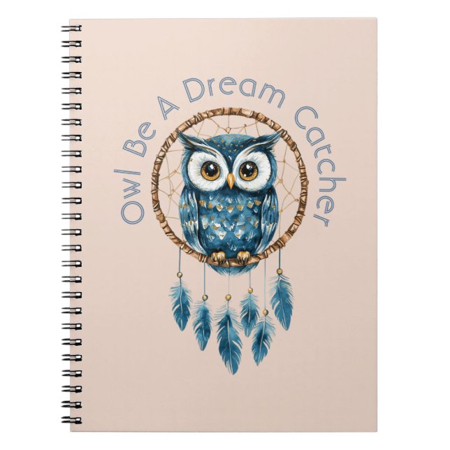 Blue Owl Dream Catcher Notebook (Front)