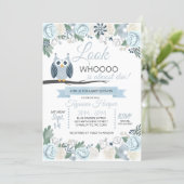 Blue Owl Floral Baby Shower Invitation (Standing Front)
