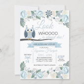 Blue Owl Floral Baby Shower Invitation (Front)