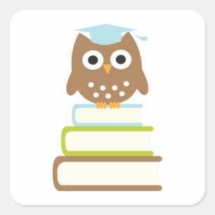 Blue Owl Graduation Square Sticker