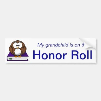 Blue Owl Grandchild Honor Roll Bumper Sticker by Lilleaf at Zazzle