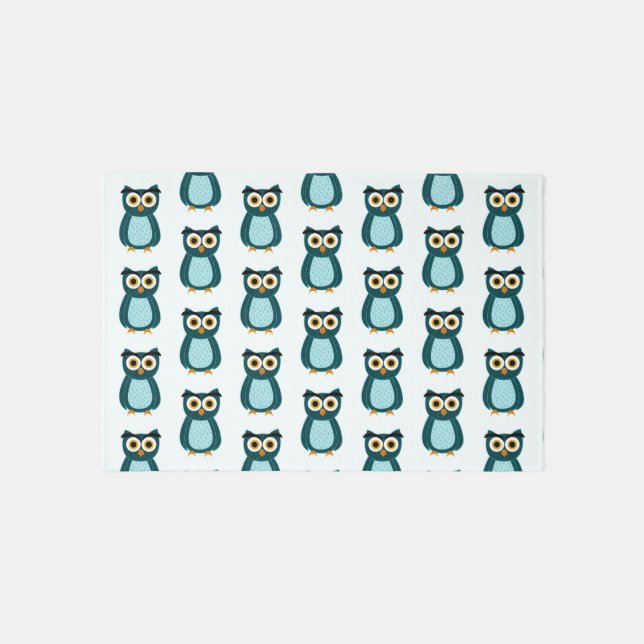 Blue Owl illustration Rug (Front)