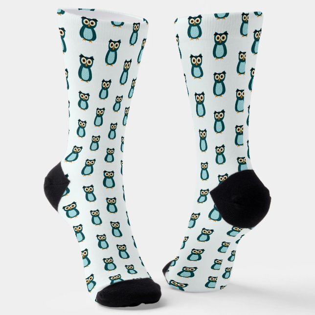 Blue Owl illustration Socks (Angled)