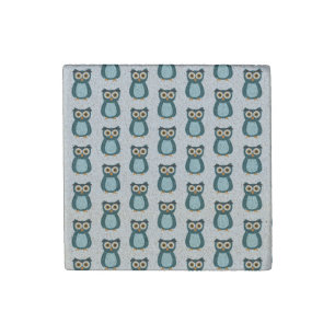 Blue Owl illustration Stone Magnet