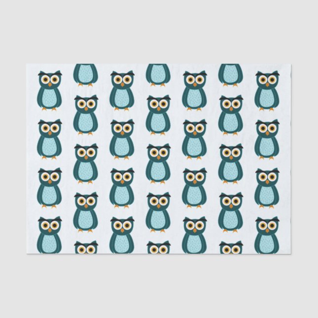 Blue Owl illustration Tissue Paper (Front)