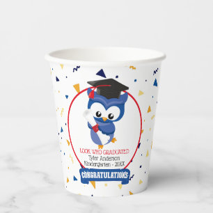 Blue Owl Kindergarten Graduation 8oz Paper Cup